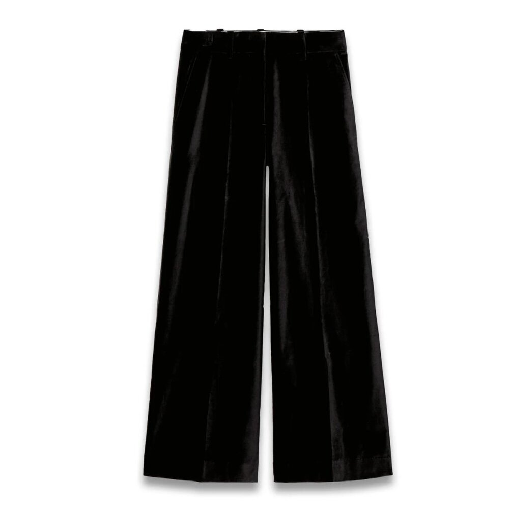 COS RELAXED VELVET WIDE-LEG PANTS SIZE US 2